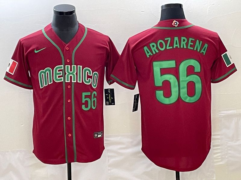 Men 2023 World Cub Mexico 56 Arozarena Red Nike MLB Jersey17